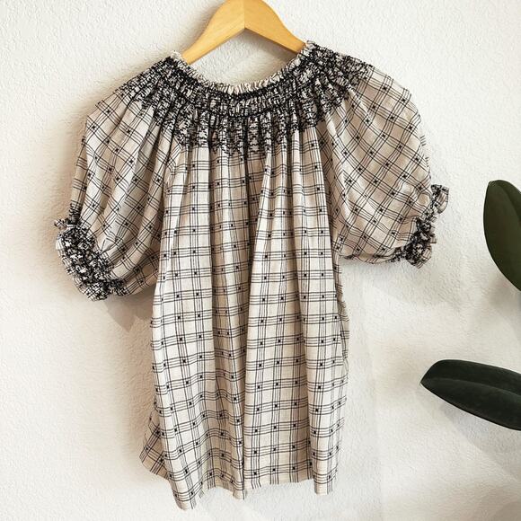 The GREAT Womens Fair Top Size 0/XS Smocked Peasant Linen Blend Cottage Boho - Picture 3 of 9